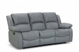 Grey Faux Leather 3 Seater Recliner Sofa Varesa - thumbnail 4