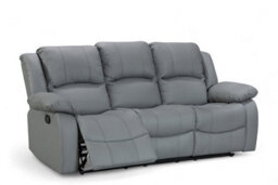 Grey Faux Leather 3 Seater Recliner Sofa Varesa - thumbnail 3
