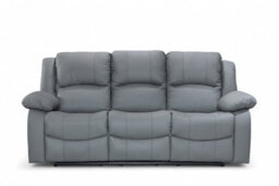 Grey Faux Leather 3 Seater Recliner Sofa Varesa - thumbnail 5