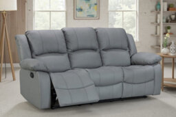 Grey Faux Leather 3 Seater Recliner Sofa Varesa - thumbnail 2
