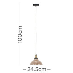 Valuelights Wallace Industrial Black And Gold Amber Glass Pendant Ceiling Light - thumbnail 8