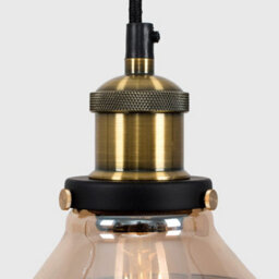 Valuelights Wallace Industrial Black And Gold Amber Glass Pendant Ceiling Light - thumbnail 6