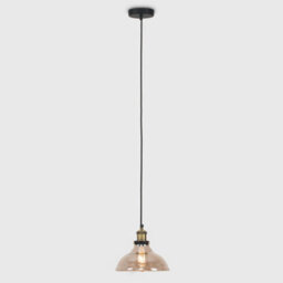 Valuelights Wallace Industrial Black And Gold Amber Glass Pendant Ceiling Light - thumbnail 3