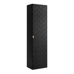 Heze Furniture Trend Herringbone Pattern Door Tall Bathroom Cabinet - Black - thumbnail 4