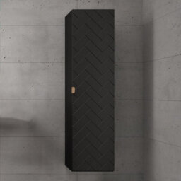 Heze Furniture Trend Herringbone Pattern Door Tall Bathroom Cabinet - Black