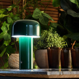Wyld And Coco Green Iron Table Lamp - Retro Glam Wireless Touch Dimmer, Usb-Powered, Indoor/outdoor - thumbnail 2
