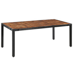Berkfield 9 Piece Outdoor Dining Set Poly Rattan And Acacia Wood Black - thumbnail 2
