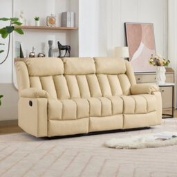 Sheridan 3 Seat Recliner Sofa With Central Console - Cream - thumbnail 2