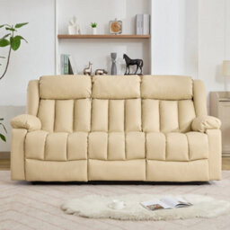 Sheridan 3 Seat Recliner Sofa With Central Console - Cream - thumbnail 3