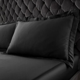 Catherine Lansfield Silky Soft Satin Oxford 50X75Cm + Border Pack Of 2 Pillow Cases With Envelope Closure Black