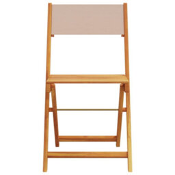Berkfield Bistro Chairs 2 Pcs Taupe Solid Wood Acacia And Fabric - thumbnail 5