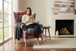 Chesterfield Queen Anne Wing Chair Balmoral Cherry Checked Fabric P&s In Mallory Style - thumbnail 3