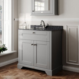 Hudson Reed Floor Standing Two Door Traditional Vanity Unit With 1 Tap Hole Black Marble Top & Basin In Storm Grey, 820 X 470mm - thumbnail 4