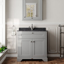 Hudson Reed Floor Standing Two Door Traditional Vanity Unit With 1 Tap Hole Black Marble Top & Basin In Storm Grey, 820 X 470mm - thumbnail 2