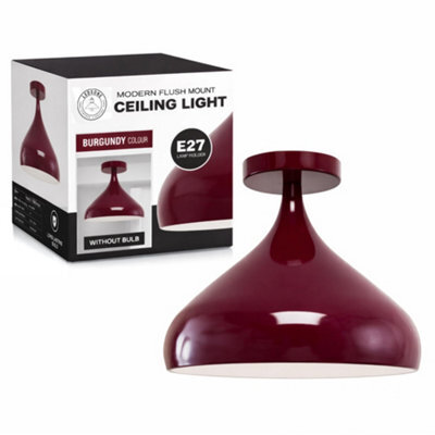 Ledsone Modern Flush Mount Ceiling Light Fitting, Island Farmhouse Industrial E27 Retro Pendant Light (Burgandy) - image 1