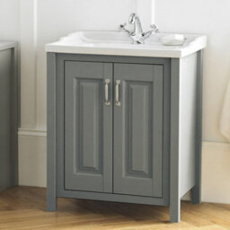 Nes Home Grey Chiltern 600mm Bathroom Traditional Basin Vanity Cabinet Unit - thumbnail 2