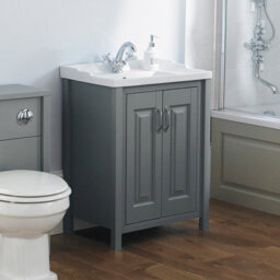 Nes Home Grey Chiltern 600mm Bathroom Traditional Basin Vanity Cabinet Unit - thumbnail 1