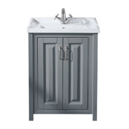 Nes Home Grey Chiltern 600mm Bathroom Traditional Basin Vanity Cabinet Unit - thumbnail 6