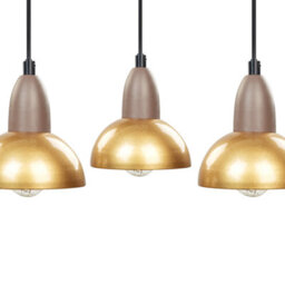 Wyld and Coco Lumina Brass 3-Light Hanging Pendant Lamp With Iron Base, Warm White, 30Cm Diameter, 110Cm Drop - thumbnail 4