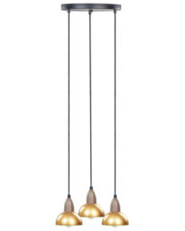 Wyld and Coco Lumina Brass 3-Light Hanging Pendant Lamp With Iron Base, Warm White, 30Cm Diameter, 110Cm Drop - thumbnail 1