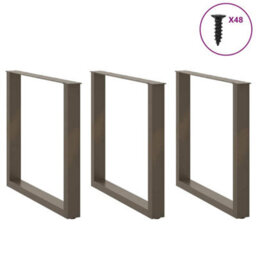 Berkfield Dining Table Legs U-Shaped 3 Pcs Natural Steel 90X(72-73) Cm Steel - thumbnail 3