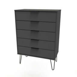 Osaka 5 Drawer Chest Of Drawers In Graphite (Ready Assembled) - thumbnail 3