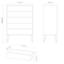 Osaka 5 Drawer Chest Of Drawers In Graphite (Ready Assembled) - thumbnail 6