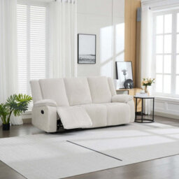 More4Homes Verona 3 Seater Jumbo Cord Manual Recliner Sofa (Beige) - thumbnail 1