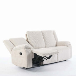 More4Homes Verona 3 Seater Jumbo Cord Manual Recliner Sofa (Beige) - thumbnail 4