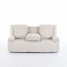 More4Homes Verona 3 Seater Jumbo Cord Manual Recliner Sofa (Beige) - thumbnail 6