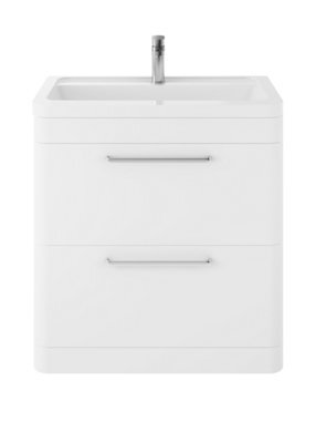 Hudson Reed Solar Floor Standing 2 Drawer Vanity Unit & Ceramic Basin, Pure White Matt, 807 X 840 X 450mm - image 1