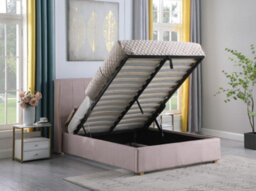 Seconique Amelia Plus 4Ft6 Double Storage Lift Bed Frame In Pink Velvet Fabric - thumbnail 1
