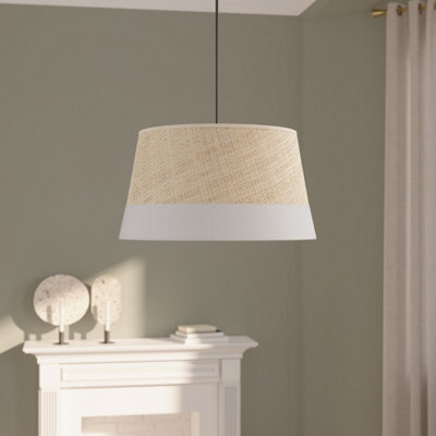 GoodHome Bellbird White & Natural Round Lamp Shade (D)38Cm - image 1