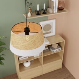GoodHome Bellbird White & Natural Round Lamp Shade (D)38Cm - thumbnail 6