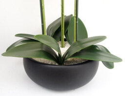 Leaf 60Cm Orchid Artificial White - Black Ceramic Planter - thumbnail 7