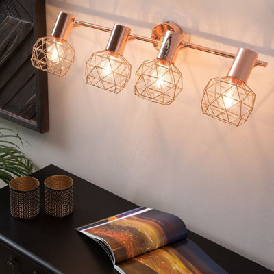 Beliani Aurora Home Copper 4-Light Ceiling Lamp With Adjustable Arms And Geometric Cage Shades - image 1