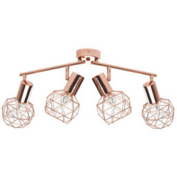 Beliani Aurora Home Copper 4-Light Ceiling Lamp With Adjustable Arms And Geometric Cage Shades - thumbnail 3