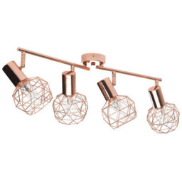 Beliani Aurora Home Copper 4-Light Ceiling Lamp With Adjustable Arms And Geometric Cage Shades - thumbnail 4