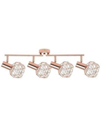 Beliani Aurora Home Copper 4-Light Ceiling Lamp With Adjustable Arms And Geometric Cage Shades - thumbnail 2