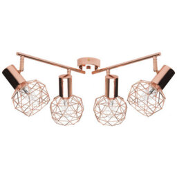 Beliani Aurora Home Copper 4-Light Ceiling Lamp With Adjustable Arms And Geometric Cage Shades - thumbnail 5