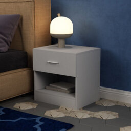 Urbn-Living Urbnliving 46Cm Height 1 Drawer Wooden Kids Bedside Cabinet Side Table Shelf Grey - thumbnail 1