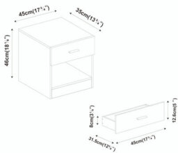 Urbn-Living Urbnliving 46Cm Height 1 Drawer Wooden Kids Bedside Cabinet Side Table Shelf Grey - thumbnail 3