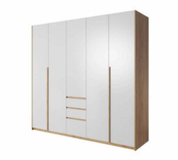 Arte Xelo Contemporary 3 Hinged Door Wardrobe 4 Shelves 3 Drawers 2 Rails White Graphite (H)2020mm (W)2000mm (D)570mm