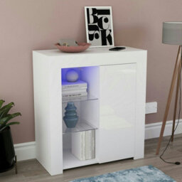 White High Gloss Side Board With Led Lights Small Size - thumbnail 4