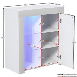 White High Gloss Side Board With Led Lights Small Size - thumbnail 2