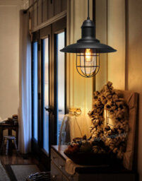 Long Life Lamps Company Vintage Industrial Hanging Ceiling Pendant Light Nautical Fishermans Black Lamp Shade M0040 - thumbnail 8