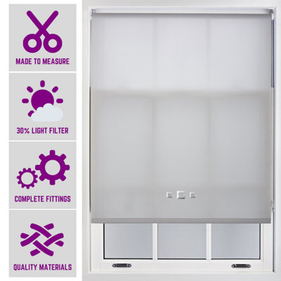Chrome Triple Square Eyelet Daylight Roller Blind - (W)150Cm X (L)165Cm Grey Blind From Furnished - image 1