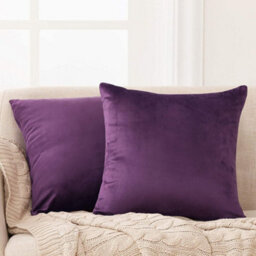 Deconovo Set Of 2 Velvet Cushion Covers 40 X 40 Cm Dark Purple Soft Cushion Cover - thumbnail 1