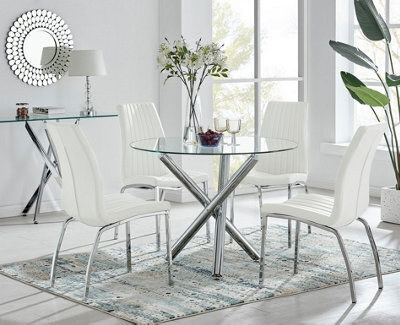 Furniturebox Uk Selina Round Dining Table And 4 White Isco Chairs - image 1
