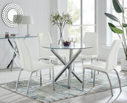Furniturebox Uk Selina Round Dining Table And 4 White Isco Chairs - thumbnail 1